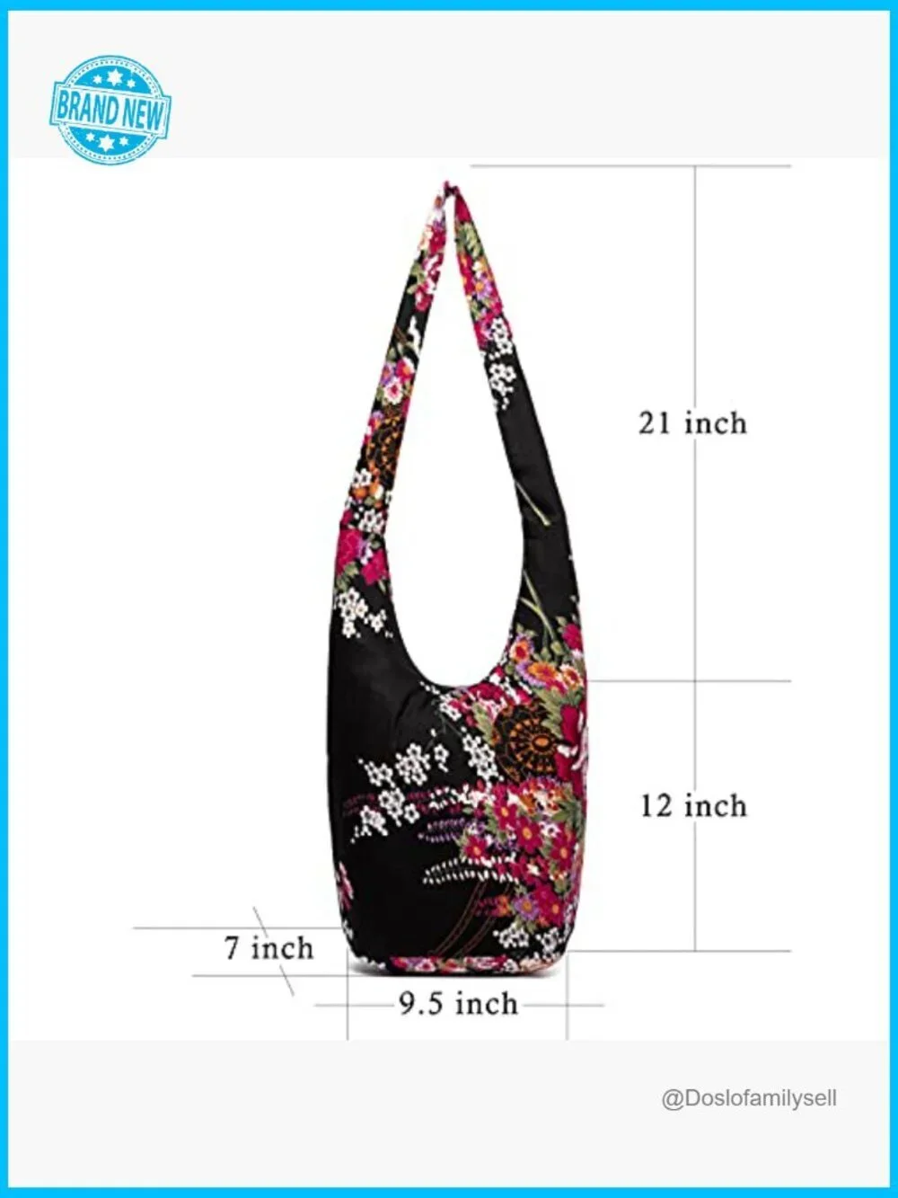 Canvas Hippie Crossbody Bag Boho Hobo Shoulder Bag Large Loose Style